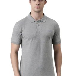 Force NXT Grey Melange Cotton Regular Fit Polo T-Shirt-picture-6