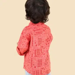 Fabindia Boys Red Cotton Printed Shirt image 2