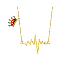 P.C. Chandra Jewellers 18k Gold Diamond Necklace with A Heartbeat & A Mini Crown for Women & Girls-picture-21