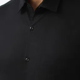 Peter England Black Cotton Regular Fit Shirt image 4