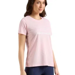 Skechers Pink Regular Fit Logo Printed Sports T-Shirt image 4