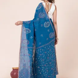 Durga Handlooms Kantha Work Pure Cotton Saree image 3