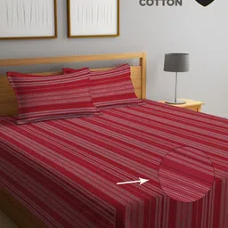 Myntra Elegant Homes Red & White Striped Cotton Double King Bed Cover-picture-38