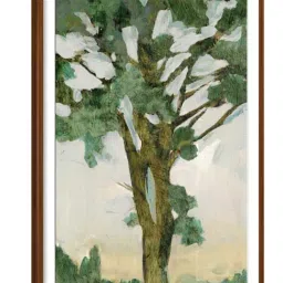 ARTE'VENUE Green Tree Line Green & Grey Paper Wall Arts - Set of 3 (13 X 18 inch Each) image 2