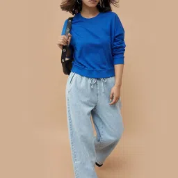 Ginger by Lifestyle Blue Cotton Sweatshirt image 4