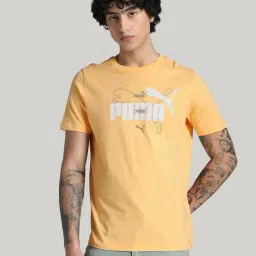 Puma Orange Cotton Regular Fit Logo Printed Sports T-Shirt-picture-12
