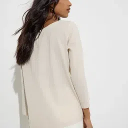 Utsa by Westside Off-White Embroidered Cotton-Blend Tunic image 2