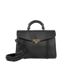 Hidesign Black Textured Medium Satchel Handbag image 2