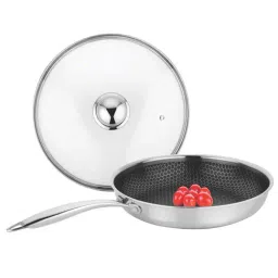 Prabha Stainless Steel Silver Tri-Ply Hexa Cube Fry Pan, Non Stick Coating - 20cm, 0.9L-image-20