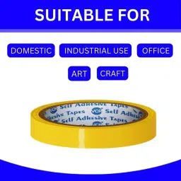 VCR 50 m x 48 mm Biaxially Oriented Polypropylene Yellow Color Tape, 12 Rolls Per Pack image 4