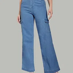 ADBUCKS Women Wide Leg High-Rise Low Distress Stretchable Jeans-image-67