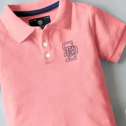 Codez Boys Pink & Green Solid Polo T-shirt image 4