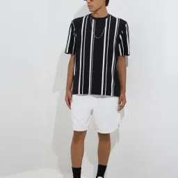 nuon men Nuon by Westside Black Stripe Printed Relaxed-Fit T-Shirt image 3