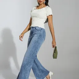 Miss Chase Light Blue Denim Solid Jeans image 4