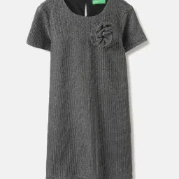 United Colors of Benetton Girls Dark Grey Textured Dress-image-94