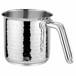 Prabha Stainless Steel Silver Hammered Milk Pot 14cm - Induction & Gas Compatible-image-86
