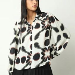 Vero Moda Black & White Viscose Printed Shirt-picture-13