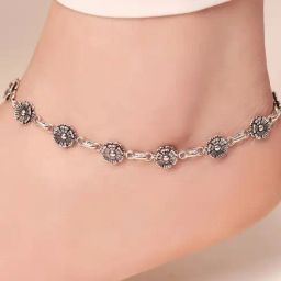 Zavya Blossom Elegance 925 Sterling Silver Rhodium-Plated Flower Anklet-picture-28