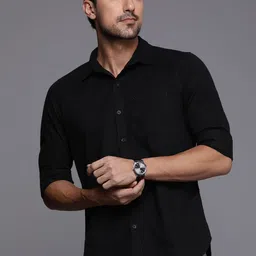 WROGN Men Slim Fit Solid Opaque Pure Cotton Casual Shirt With Chest Pocket-picture-36