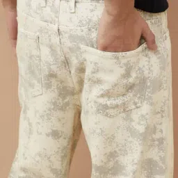 Forca By Lifestyle White Cotton Loose Fit Printed Jeans image 5