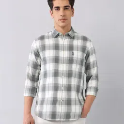 U.S. Polo Assn. Grey Cotton Regular fit Checks Casual Shirt-picture-13