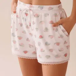 La Vie En Rose White Regular Fit Printed Shorts-picture-17