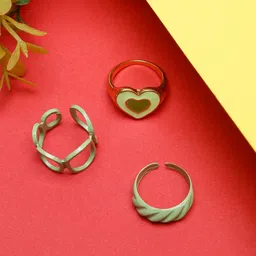 DressBerry Set Of 3 Enamelled Finger Rings-picture-20