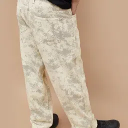 Forca By Lifestyle White Cotton Loose Fit Printed Jeans image 2