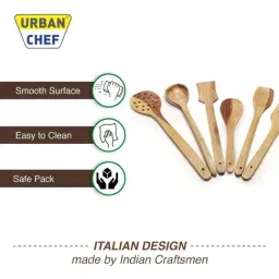 Urban Chef Brown Wood Non-Stick Spatula For Cooking And Serving - Set of 6 image 4