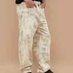 Forca By Lifestyle White Cotton Loose Fit Printed Jeans image 3