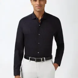 Peter England Black Cotton Slim Fit Printed Shirt-image-56