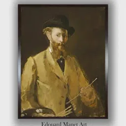 The Art House Brown Self Portrait with a Palette Wooden Framed Canvas Painting Wall Art-image-55