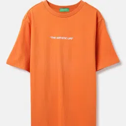 United Colors of Benetton Girls Orange Cotton Printed T-Shirt-picture-38