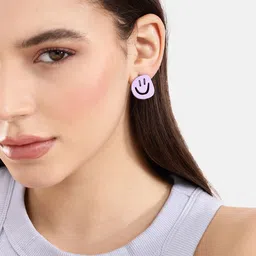 DressBerry Circular Smiley Studs Earrings-picture-26