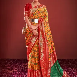 Saree Mall Yellow Printed Sarees With Unstitched Blouse-image-55