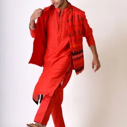 UDD Men Embroidered Thread Work Pathani Kurta image 3