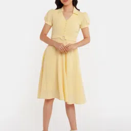 Zink London Yellow Regular Fit Midi Dress-picture-17
