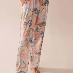 La Vie En Rose Pink Regular Fit Floral Print Pyjamas-image-51