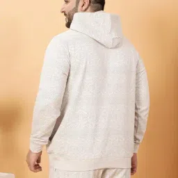 John Pride Beige Fleece Regular Fit Chevron Hooded Sweatshirt image 2