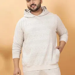 John Pride Beige Fleece Regular Fit Chevron Hooded Sweatshirt-picture-40