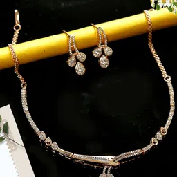 Gemron Jewel Women Gold-Plated Cubic Zirconia & American Diamond -Studded Jewellery Set-picture-54