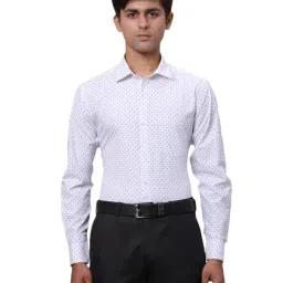 Park Avenue White Slim Fit Printed Shirt-image-80