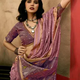 Saree Mall Mauve Silk Self Saree with Blouse Piece-picture-14