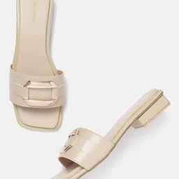 Lino Perros Metallic Detail Open Toe Flats-picture-36