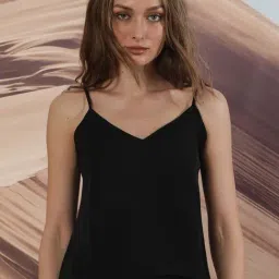 RAREISM Black Polyester Solid Top-image-37