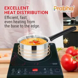Prabha Stainless Steel Silver Induction Base Virgo Sauce Pan, Without Lid - 2.0 L, Size 18 cm image 4