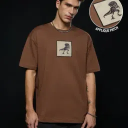 The Souled Store Brown Cotton Loose Fit Printed T-Shirt-picture-25