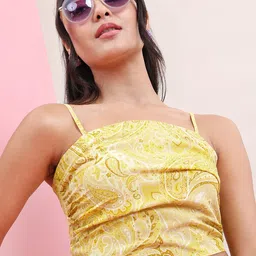 Tokyo Talkies Shoulder Straps Print Crop Top-image-85