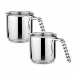 Prabha Stainless Steel Silver Milk Pot Set - 2 Pcs, 11cm (1 Liter) Each, Induction &-image-70
