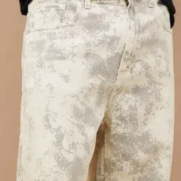 Forca By Lifestyle White Cotton Loose Fit Printed Jeans image 4